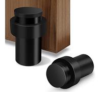 Fermaporta, Fermaporta da Pavimento Nero da 65mm in Acciaio Inossidabile Heavy Duty per Montaggio a Parete e Pavimento Fermaporta Moderno Supporto Fermaporta con Paraurti in Gomma Spessa, Cilindrico