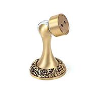 Fermaporta, fermaporta in ottone, Fermaporta magnetico con motivo classico, fermaporta in rame, con attacco a pavimento e viti for casa, camera da letto, bagno(Gold)