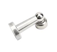 Fermaporta, Fermaporta magnetico in acciaio inox color argento, con chiusura morbida, con supporto a parete in nichel satinato spazzolato