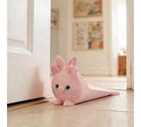 Fermaporta gatto rosa carino stampato in 3D, design creativo con orecchie da coniglio, antiscivolo e resistente all'usura, previene il pizzicamento delle mani e lo sbattere delle porte, adatto per amb