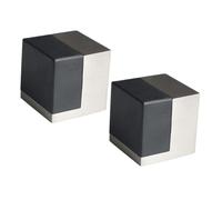 Fermaporta in acciaio inossidabile Buffer, Fermaporta magnetico in lega di zinco, installazione con vite in gomma nera, 39,5 x 39,5 mm, confezione da 2