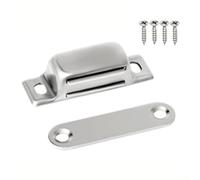 Fermaporta in acciaio inox - Chiusura magnetica a ventosa per armadio, armadio estraibile e angolare, argento, compatibile con superfici in legno e plastica (CT50P)