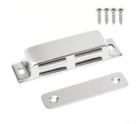 Fermaporta in acciaio inox - Chiusura magnetica a ventosa per armadio, mobile estraibile e angolare, argento, compatibile con superfici in legno e plastica (CT88A)