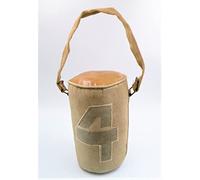 Fermaporta in cuoio e stoffa a forma di cilindro sacco Boxe con numero 4 ricamato - colore nocciola beige marrone (H 26 cm x diametro 16 cm) - Peso 2,7 Kg - MAE5003