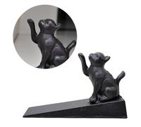 Fermaporta in Ferro a Forma di Gatto, Antiurto per Casa e Ufficio | Protezione Dita, Antiscivolo su Ogni Superficie, Oggetto Decorativo Nero, per Porta