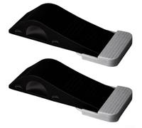 Fermaporta in gomma con staffa a parete, antivento e anti-collisione, cuneo per porte interne, uso casa/ufficio, confezione da 2, nero e grigio, 12,5 x 4 x 2,8 cm (nero)