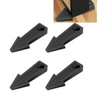 Fermaporta in gomma per porta, 4 pezzi, con cunei, colore nero, antiscivolo a forma di freccia, regolabile in altezza e impilabile, ideale per porte e finestre in casa, appartamento, ufficio