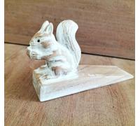 Fermaporta in legno intagliato a mano, design gattino, cuneo rustico in legno jemipinis sostenibile, commercio equo e solidale di Bali (scoiattolo)