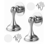 Fermaporta Magnetico, 2 Pezzi Fermaporte Nessun Pugno In Acciaio Inossidabile, Può Essere Installato Anche Tramite Foratura,Per Tenere La Porta Aperta, Per Ufficio, Hotel, Camerette, Bagno
