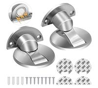 Fermaporta magnetico, 2 pezzi, in acciaio inox, autoadesivo, in nichel spazzolato, invisibile, resistente, colore argento, supporto magnetico per porta, senza foratura, confezione da 2