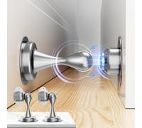 Fermaporta magnetico, 2 pezzi, in acciaio inox, per la parte inferiore della porta, montaggio a parete e pavimento, senza foratura, fermaporta con nastri adesivi, forare con viti, argento