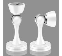 Fermaporta magnetico, bianco, protezione da parete, in acciaio inox, resistente, magnetico, per tenere la porta aperta, moderno, con magnete, montaggio a parete, per casa e ufficio, confezione da 2