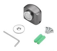 Fermaporta magnetico compatto da pavimento, progettato per spazi ristretti in cui i fermi a parete non sono pratici o consentiti dal codice (grigio metallizzato)