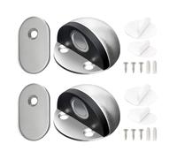 Fermaporta magnetico con colla e colla, 4 fermaporta installati mediante foratura o adesivo, fermaporta in acciaio inox argento con copertura di protezione in gomma, fermaporta per pavimento (4)