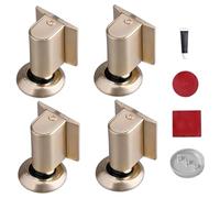 Fermaporta magnetico da 4 pezzi, fermaporta invisibile senza trapano con cuscinetti regolabili per il fondo, finitura in nichel spazzolato, fermo magnetico dorato