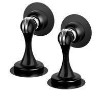 Fermaporta magnetico da pavimento, montaggio a parete, in acciaio inox, con nastro biadesivo, non c'è bisogno di forare, fermaporta nero, confezione da 2