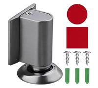 Fermaporta Magnetico, Fermaporta da Pavimento Magnetico in Lega di Zinco, Fermaporte Magnetico Regolabile in Altezza con Adesivo Autoadesivo e Viti, per Pavimento, Piastrelle in Ceramica (Grigio)