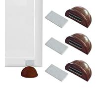 Fermaporta magnetico - Fermoporta da pavimento 4 pezzi - Fermaporte da terra adesivi - Blocca porta da pavimento marrone - Paracolpi porta (marron oscuro 4)