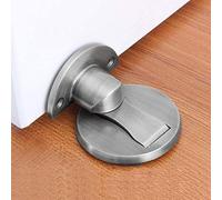Fermaporta magnetico, invisibile, nichel satinato spazzolato, in metallo da pavimento con adesivo 3M, in acciaio inossidabile Heavy Duty argento