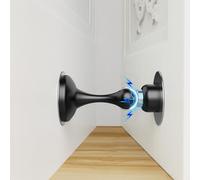Fermaporta magnetico per parete, fermaporta in acciaio inox per fondo porta, resistente, per montaggio a parete e pavimento, senza foratura/fermaporta a vite, nero, 1 confezione