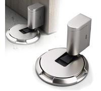 Fermaporta meccanico, senza foratura, magnetico, silenzioso, resistente, senza punzonatura, altezza regolabile, fermaporta per la parte inferiore della porta, con adesivo (argento)