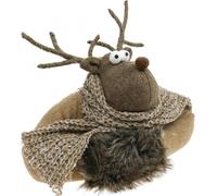 Fermaporta Renna Avvento Sciarpa Marrone Feltro Figura Natale Deco Cervo Decorazione Natale H19cm