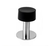 Fermaporta resistente in acciaio inox a parete o a pavimento, con punta in gomma per evitare danni e rumori, per casa e ufficio, nero, 4 x 4,7 x 8,1 cm (60 mm argento spazzolato)