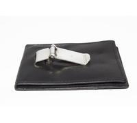 Fermasoldi Metallo Two Fold Porta-Carte Nero Pelle