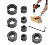 Fermata di profondità della punta del trapano, set di fascette per trapano | Morsetto e anelli di confine in acciaio al carbonio | Supporto per trapano con anello diviso, anelli di posizionamento