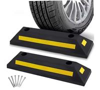 Fermate per parcheggio in garage, 2 pezzi di ausilio per il parcheggio in garage, fermi per ruote gomma per carichi pesanti con strisce riflettenti gialle, ausilio per segnale di stop con vite di