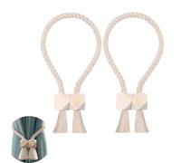 Fermatenda Calamita,2 Pcs Tende Fermatenda in Cotone per Tende Sottili e Spesse Calamite per Tende da Interno Fermatende e Raccogli Tenda Ganci per Finestre di Casa e Ufficio (Beige)
