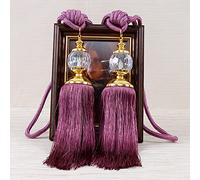 Fermatenda for tende 1 paio for di lusso Fermacravatta in corda Nappa Decorazione a sfera con perline oro grigio viola(Deep Purple)