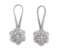 Fermatenda Magnetici per Tende da 2 Pezzi, Fermi per Tende Flessibili Floreali in Acciaio Inossidabile da 35cm/13,8 Pollici, a Forma di Fiore Glitterato con Lacci a Rombi per Soggiorno Camera