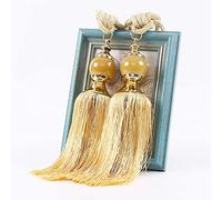 Fermatenda per Tende,2 Pcs Fibbie per tende con Cinturino con Nappe Corda per Tende Fatti a Mano per Tende Accessorio(oro)