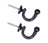 Fermatenda per tende, a testa rotonda, con ganci, fissaggio a parete, per finestre, vestiti, cappelli, asciugamani, set da 2, colore: nero