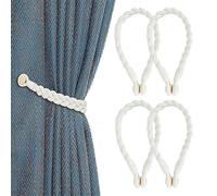 Fermatende Magnetici per Tenda, 4Pcs Fibbia per Tende, Calamite per Tende, Magnetico Fermatende Corda Fermatenda Tenda, Cravatta per Tende Tieback per Camera da Letto Soggiorno Tenda Decor, Bianco