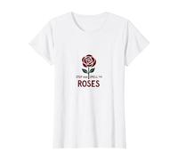 Fermati e annusa Le Rose, Motivo Floreale ispiratore Maglietta, Donna, Bianco, XXL