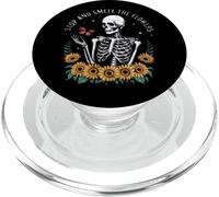 Fermati e annusa l'umorismo dello scheletro dei fiori PopSockets PopGrip per MagSafe