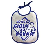 Fermento Italia Bavaglino SONO LA GIOIA DELLA NONNA - simpatica bavetta 100% cotone (Blu)