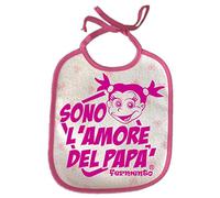 Fermento Italia Bavaglino SONO L'AMORE DEL PAPA' - simpatica bavetta 100% cotone (Fuxia)