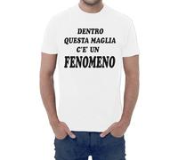 Fermento Italia T-Shirt Uomo Divertente Dentro Questa Maglia C'E' Un FENOMENO - Maglietta Umoristica 100% Cotone JHK (44 XS IT Uomo, Bianco)