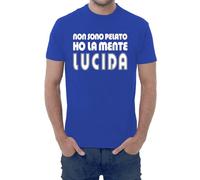 Fermento Italia T-Shirt Uomo Divertente Non Sono PELATO, Ho LA Mente Lucida - Maglietta Umoristica 100% Cotone JHK (48 M IT Uomo, Blu Royal)