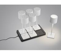 FERNANDEZ SET DI 6 LAMPADE DA ESTERNO CON VASSOIO RICARICA DA APPOGGIO A INDUZIONE BIANCHE CON REGOLAZIONE INTENSITA', TEMPERATURA DI COLORE H.38CM IP54 LED 1,5W 130lm, 2700+4000+6000K