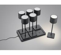 FERNANDEZ SET DI 6 LAMPADE DA ESTERNO CON VASSOIO RICARICA DA APPOGGIO A INDUZIONE NERE CON REGOLAZIONE INTENSITA', TEMPERATURA DI COLORE H.38CM IP54 LED 1,5W 130lm, 2700+4000+6000K