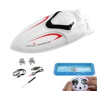 Ferngesteuertes Mini-Stuntboot - wasserfestes Schnellboot mit LED-Lichtern, 2,4 GHz RC System, zufällige Bewegungsmuster, zwei Modi, realistisches Bootfahrgefühl | Garten Schwimmbad Pool Unterhaltung