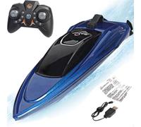 Ferngesteuertes Rennboot Schnellboot RC Boot - Bateau Télécommandé | RC Rennboot Wasserboot Für Pool See Teich, Wasserdichtes Elektrisches Boot Mit 2.4 GHz Fernbedienung, LED Licht, 30 Km⁄h Geschwindi