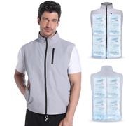 FERNIDA Gilet refrigerante, gilet per ghiaccio con 24 borse per il ghiaccio per l'estate, caldo, ciclismo, pesca, caccia, lavoro, diserbo, senza maniche, in nylon, senza fiato, taglia L