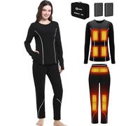 FERNIDA Set di biancheria intima riscaldabile, da donna, con batteria, 3 livelli di riscaldamento, biancheria intima termica riscaldata, adatta per l'inverno, lo sci, gli sport all'aria aperta, Nero