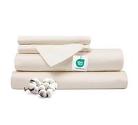 Ferò Completo Letto, Completo Lenzuola Matrimoniali Cotone di Lusso 4 Pezzi, Proteine della Seta, Lenzuolo Angoli 180x200, 2 Federe 50x80, Design Italiano, Raso di Cotone 300TC OekoTex, Bianco Avorio