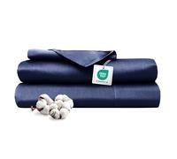 Ferò Completo Letto, Completo Lenzuola Singolo Cotone di Lusso 3 Pezzi, Proteine della Seta, Lenzuolo Angoli 90x200, 1 Federa 50x80, Design Italiano, Raso di Cotone 300TC OekoTex, Blu